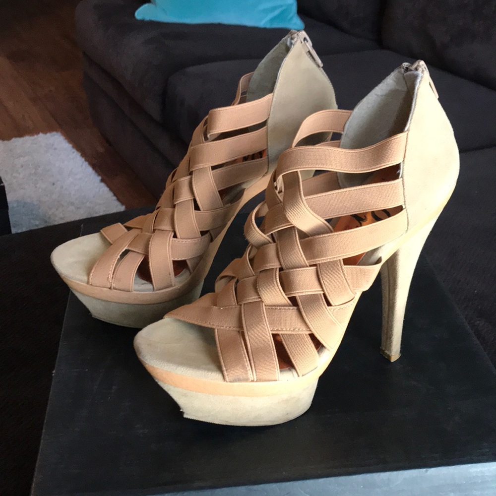Bandage cage strappy platform heels